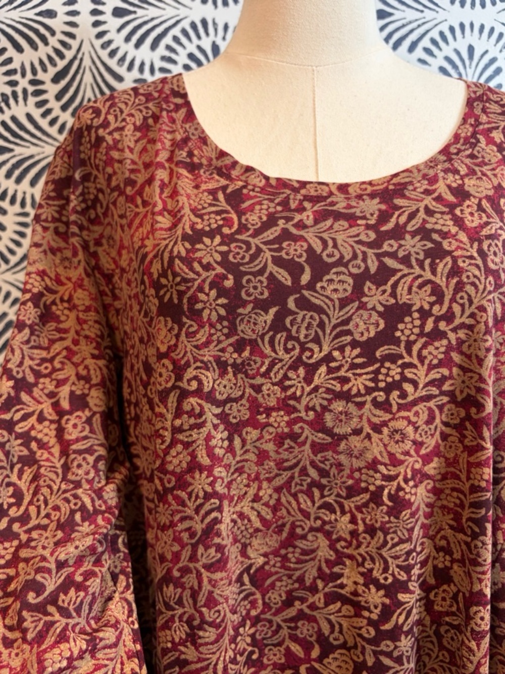 Peruvian Connection Pima Cotton Blend Bohemian Long Sleeve Blouse